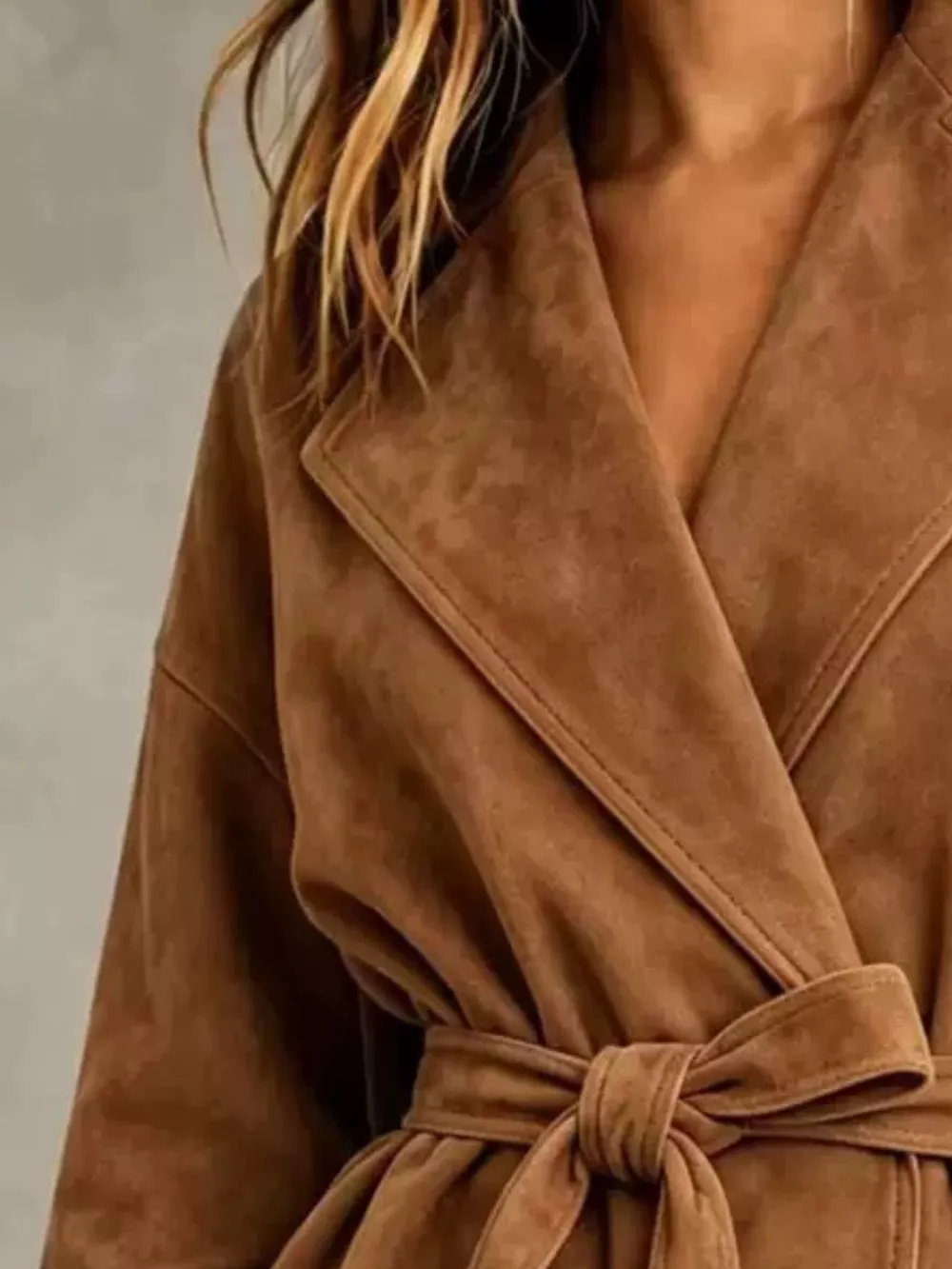 Tie-Waist Lapel Collar Jacket, image 4