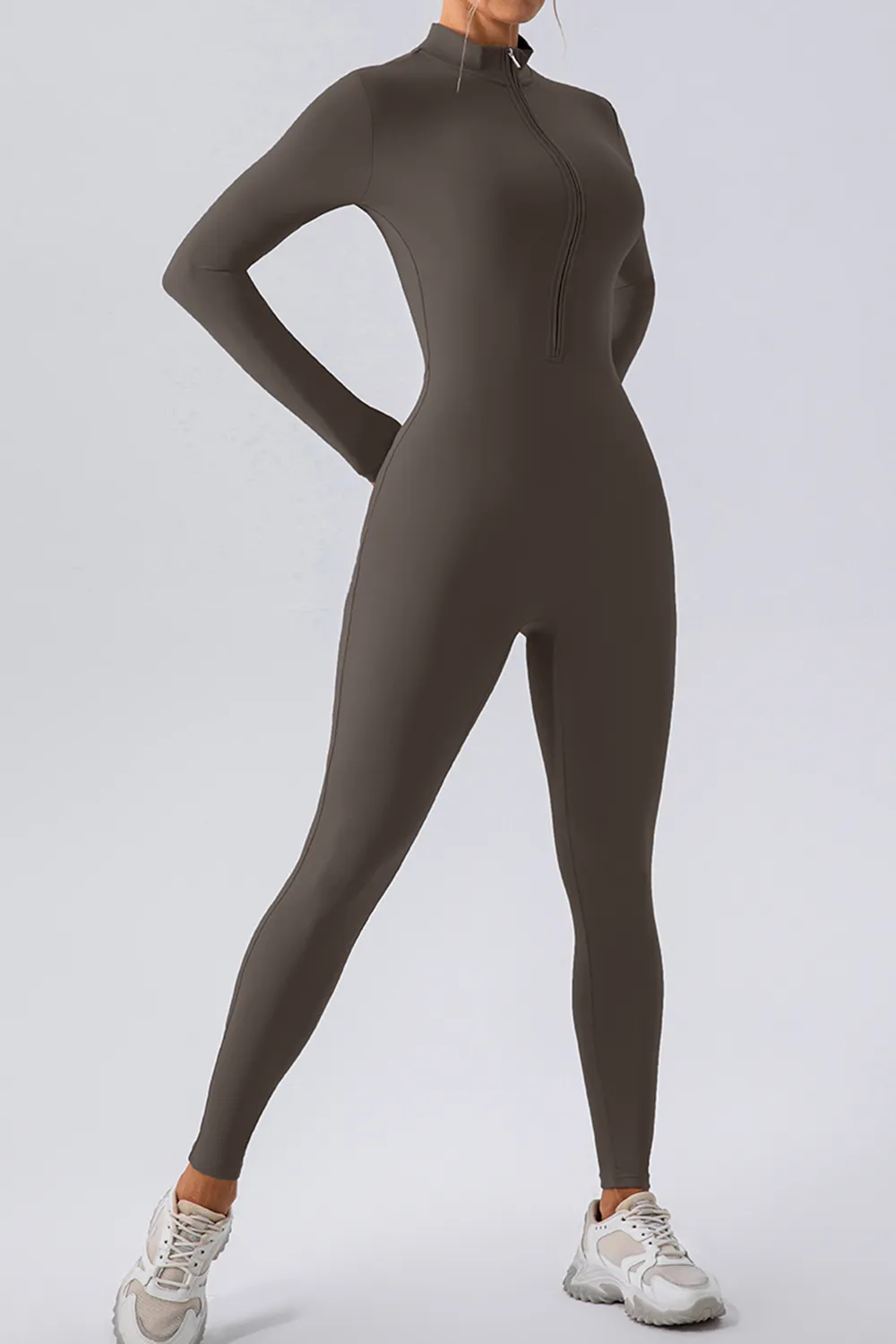 Half Zip Mock Neck Active Jumpsuit, image 9