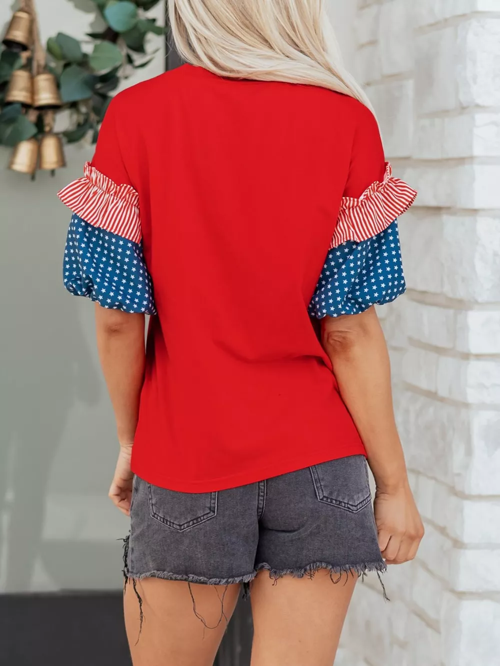 Patriotic Short Sleeve Round Neck Top, image 5