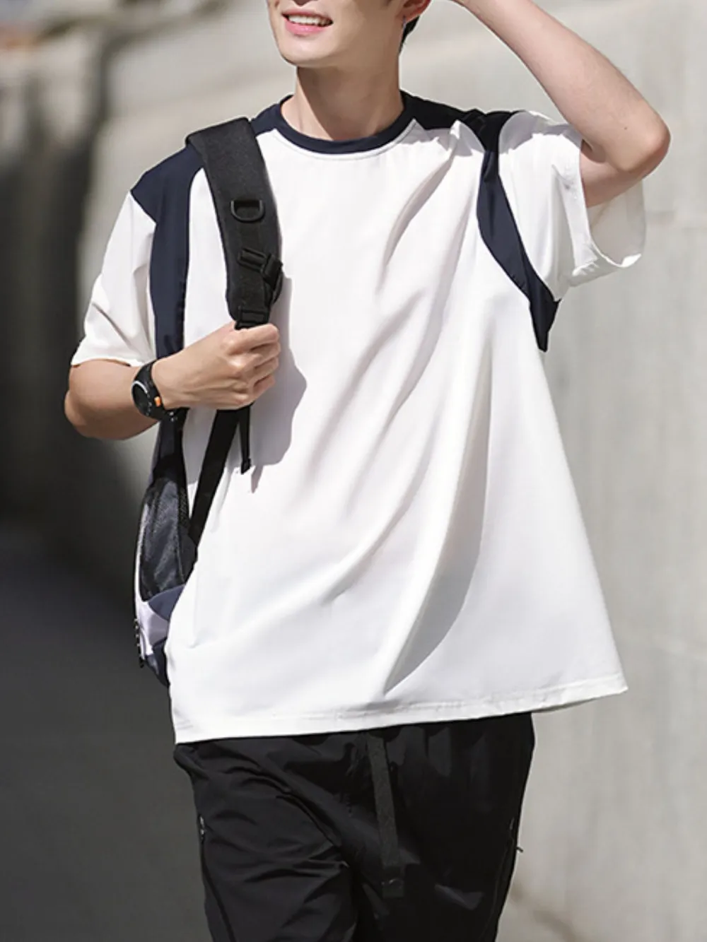 Men's Contrast Round Neck Short Sleeve T-Shirt, image 8