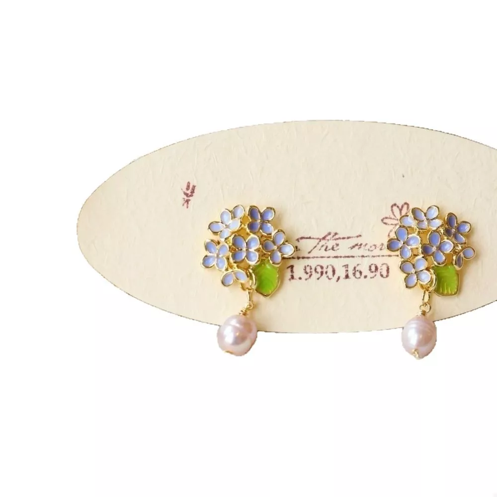 Flower Pearl Drop Earrings, image 5
