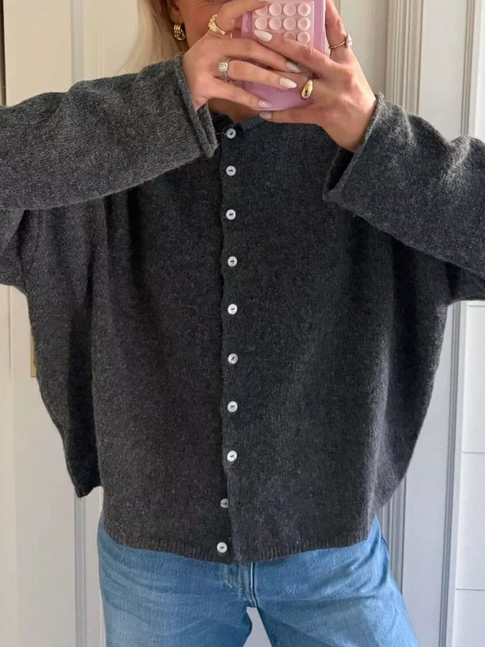 Button-Down Dropped Shoulder Cardigan, image 13