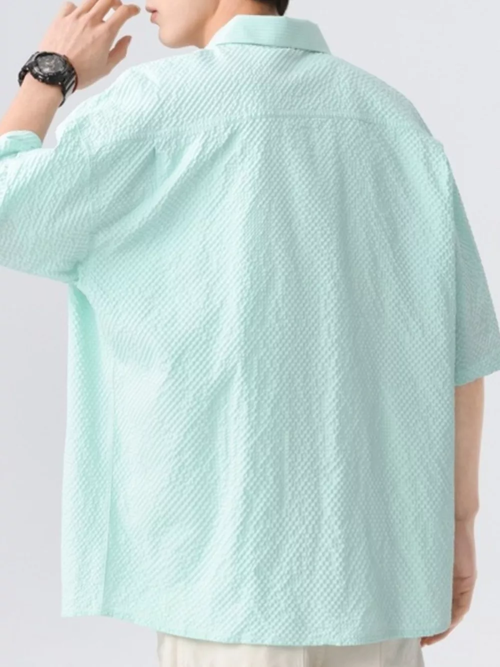 Men's Full Size Textured Short-Sleeve Shirt Plus Size, image 3