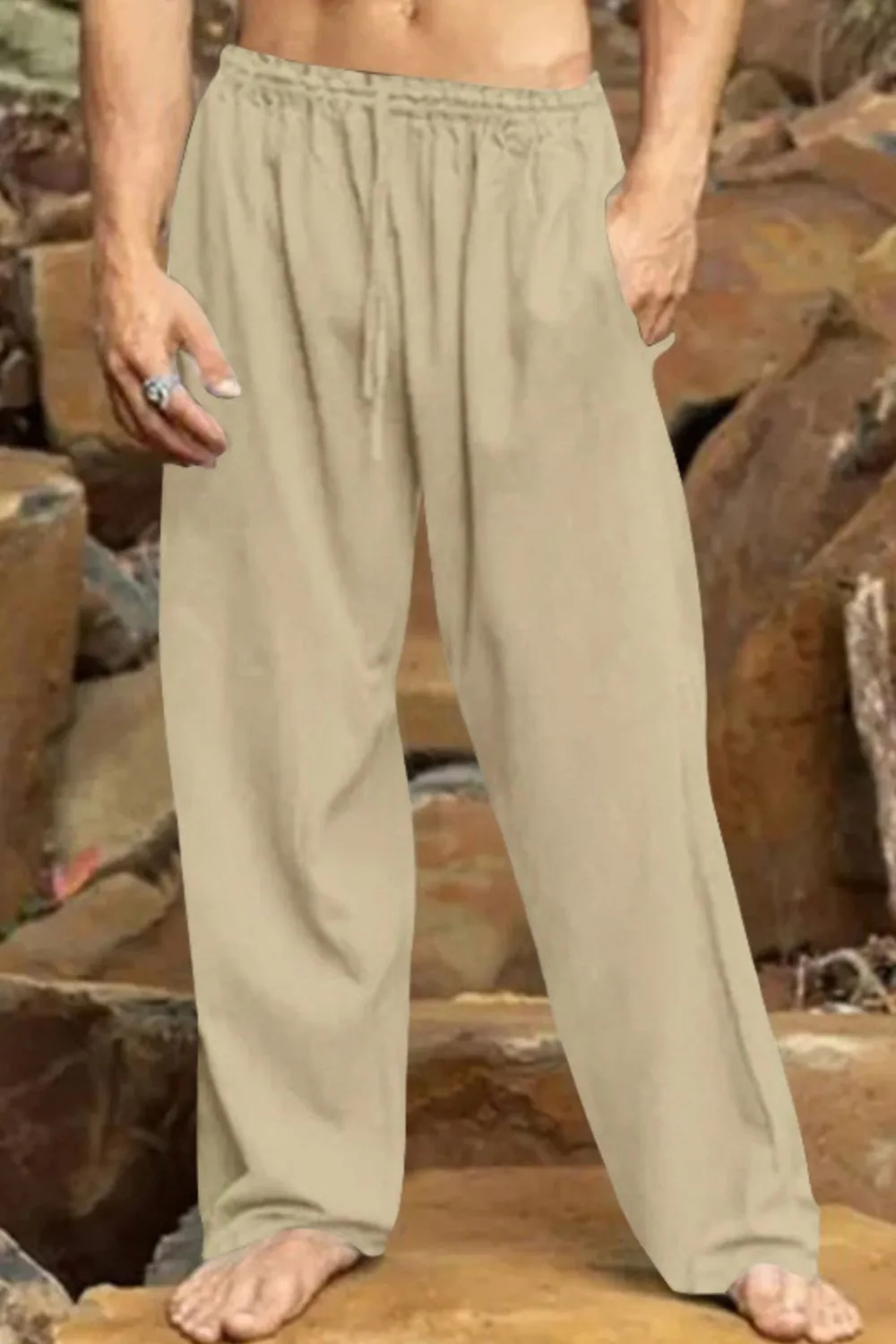Men's Full Size Relaxed Fit Drawstring Casual Pants Plus Size, image 2