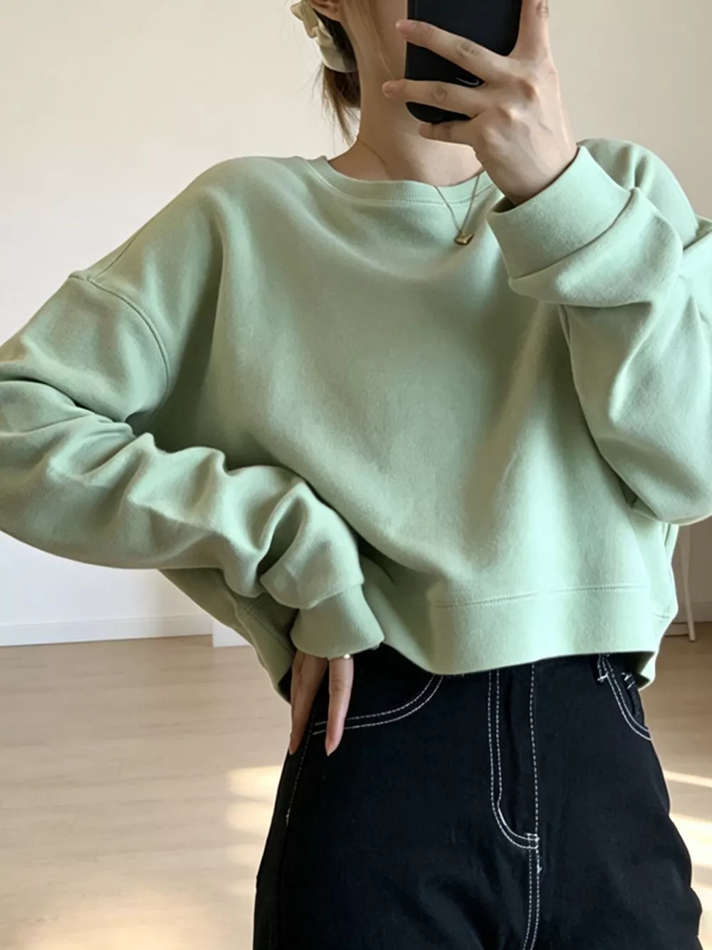 Crew Neck  Drop Shoulder Sweatshirt, image 6