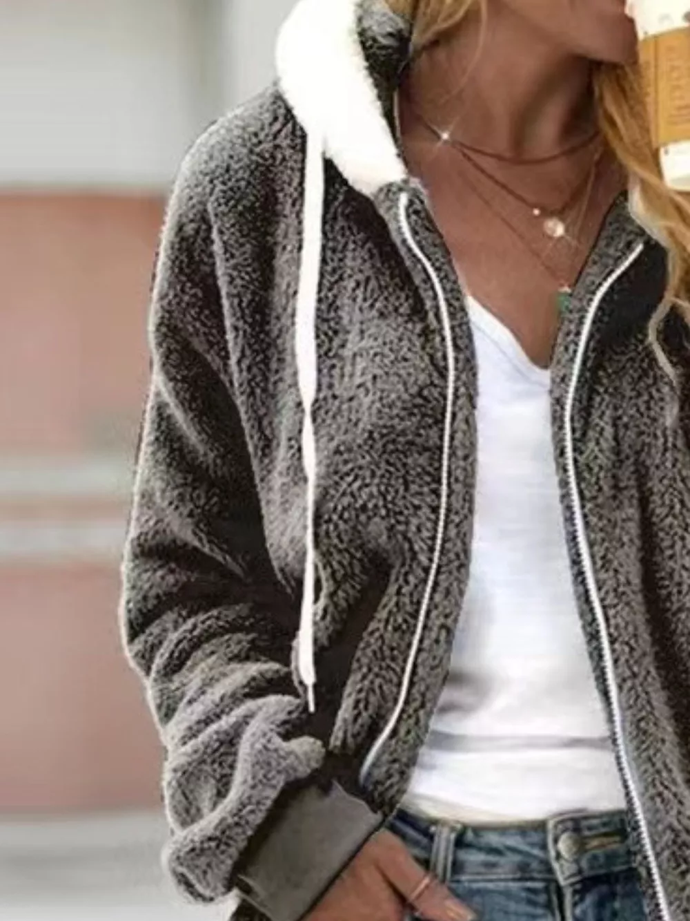 Full Size Cozy Fleece Zip-Up Hooded Jacket Plus Size, image 11