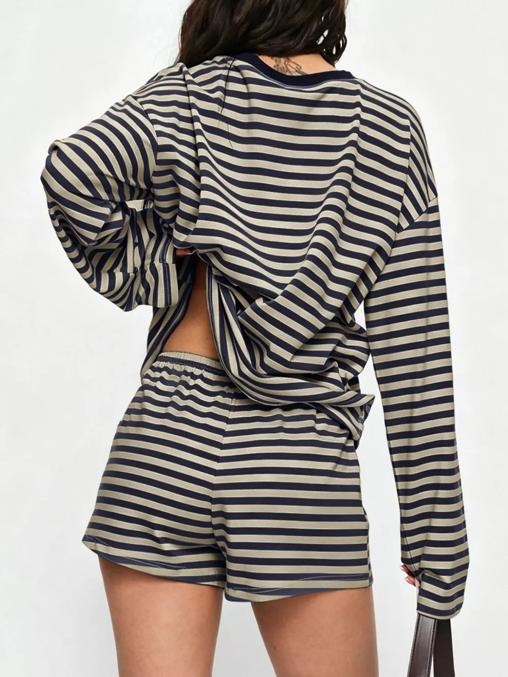 Striped Long Sleeve Top and Shorts Set, image 10