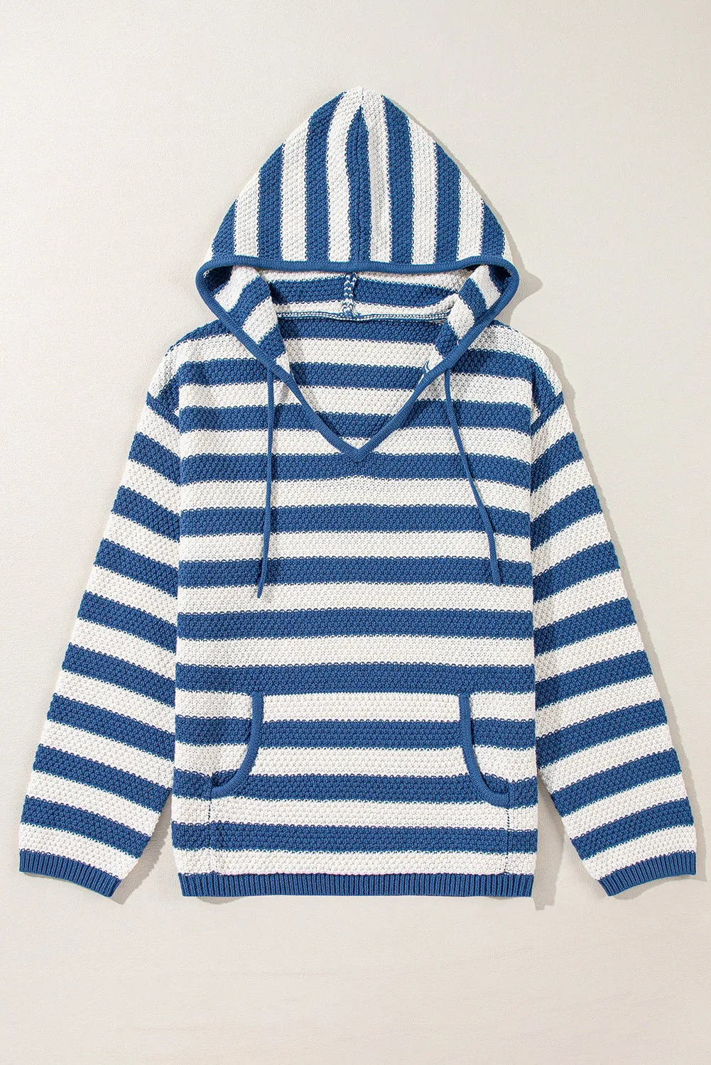 Drawstring Striped Long Sleeve Hooded Sweater, image 4
