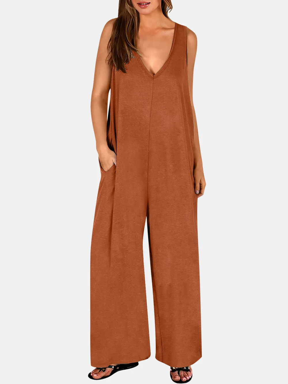 Full Size V-Neck Wide Strap Jumpsuit, image 13