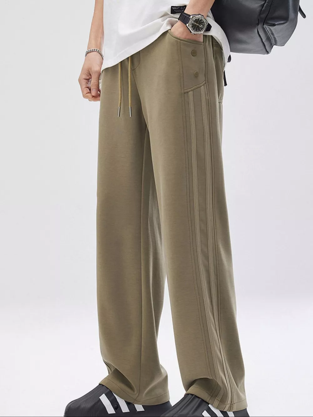 Men's Full Size Drawstring Wide Leg Casual Pants Plus Size, image 7