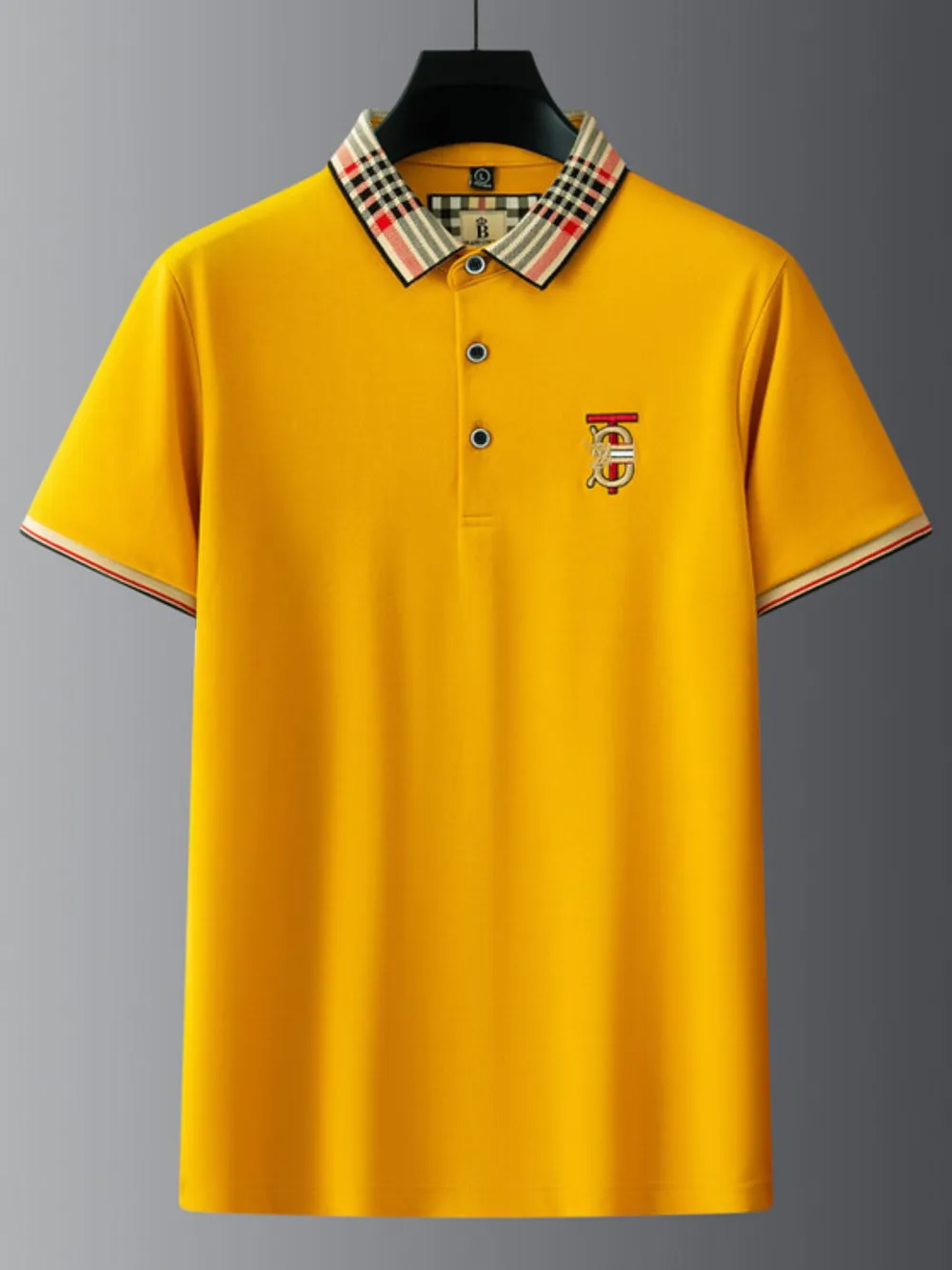 Men's Plus Size Classic Plaid Collar Casual Polo Shirt, image 9