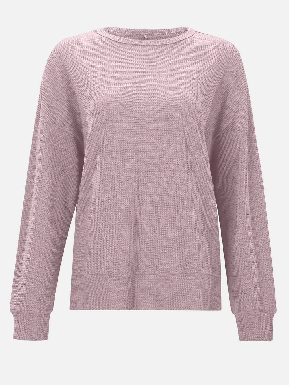 Side Slit Round Neck Long Sleeve T-Shirt, image 15