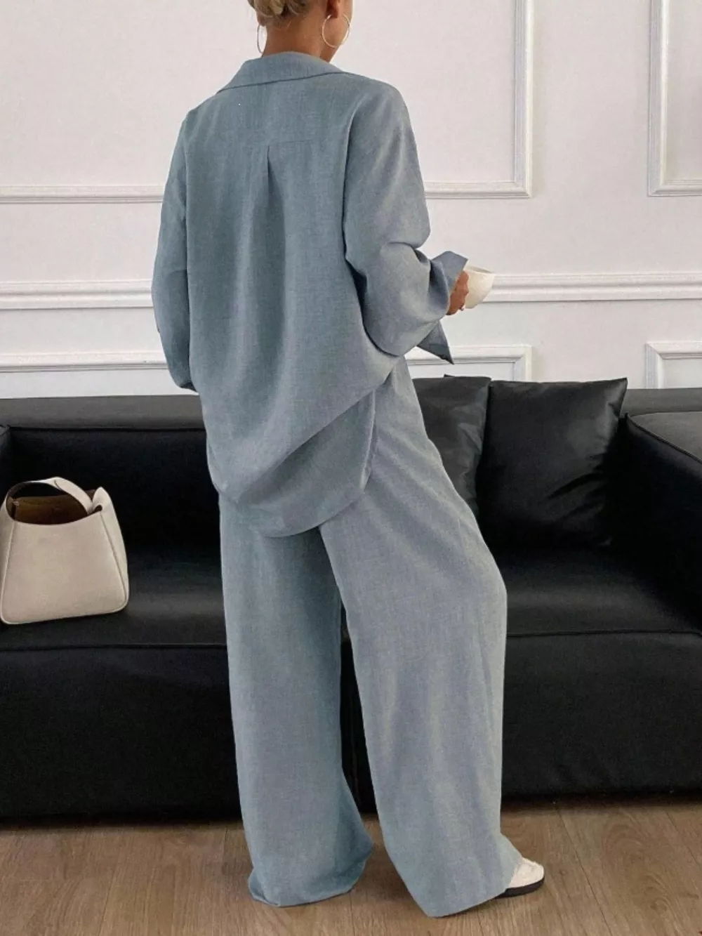 Button-Down Shirt and Wide-Leg Pants Set, image 29