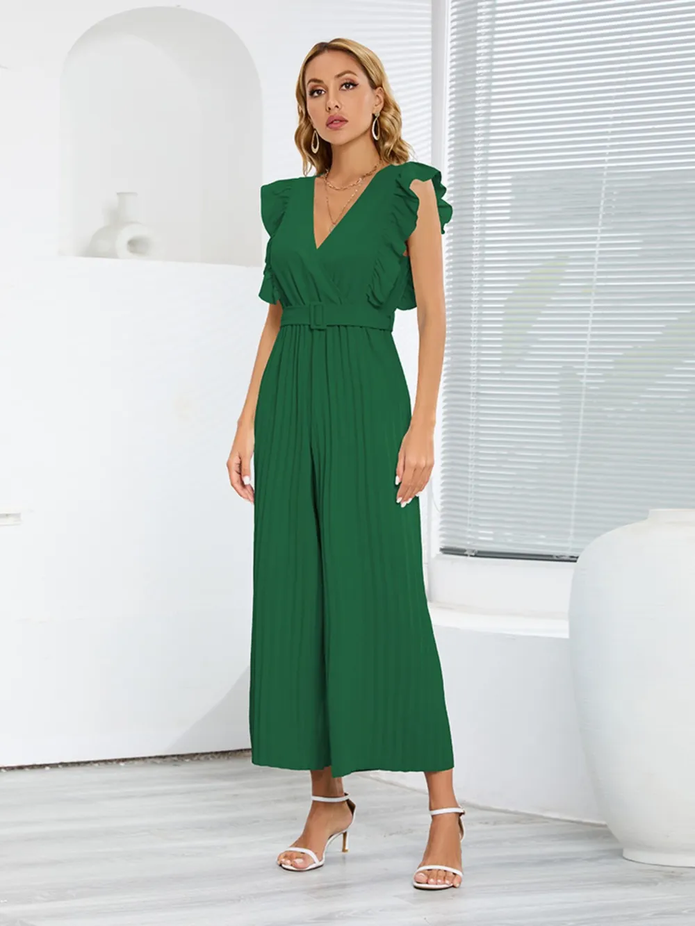 Ruffled Surplice Cap Sleeve Jumpsuit, image 23