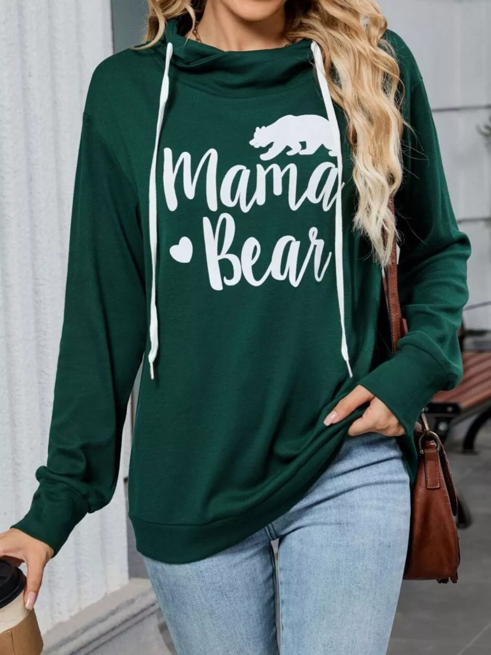 Contrast Letter Graphic Drawstring Long Sleeve Hoodie, image 12