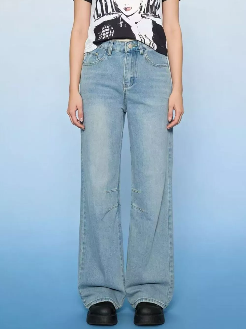 Wide Leg Wash Jeans, image 7