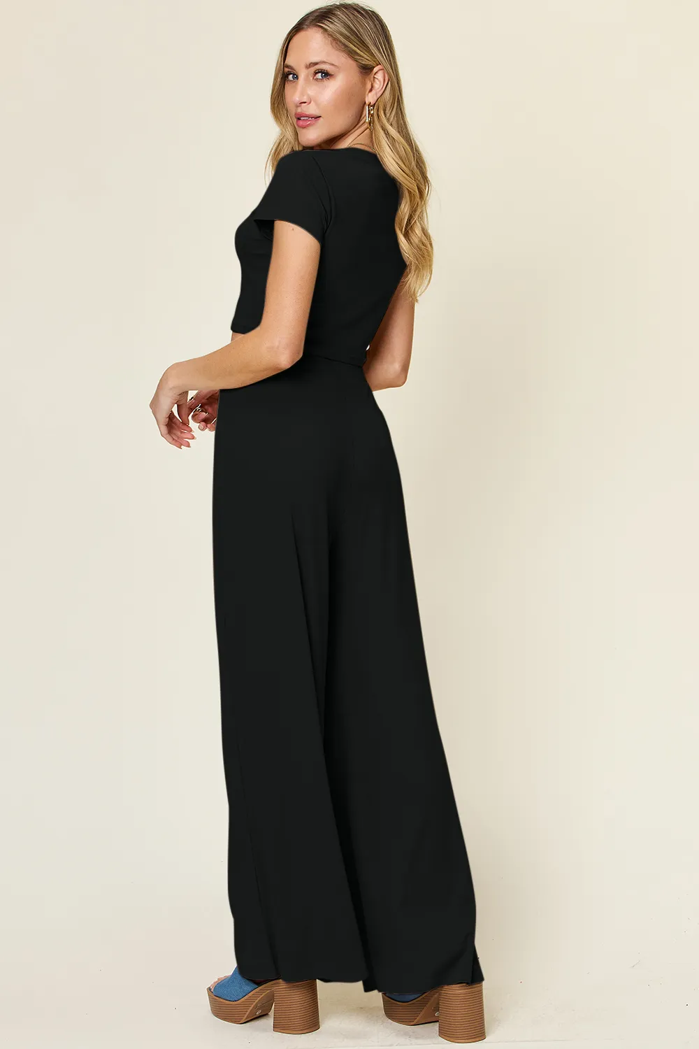 Full Size Round Neck Top and Pants Set, image 6
