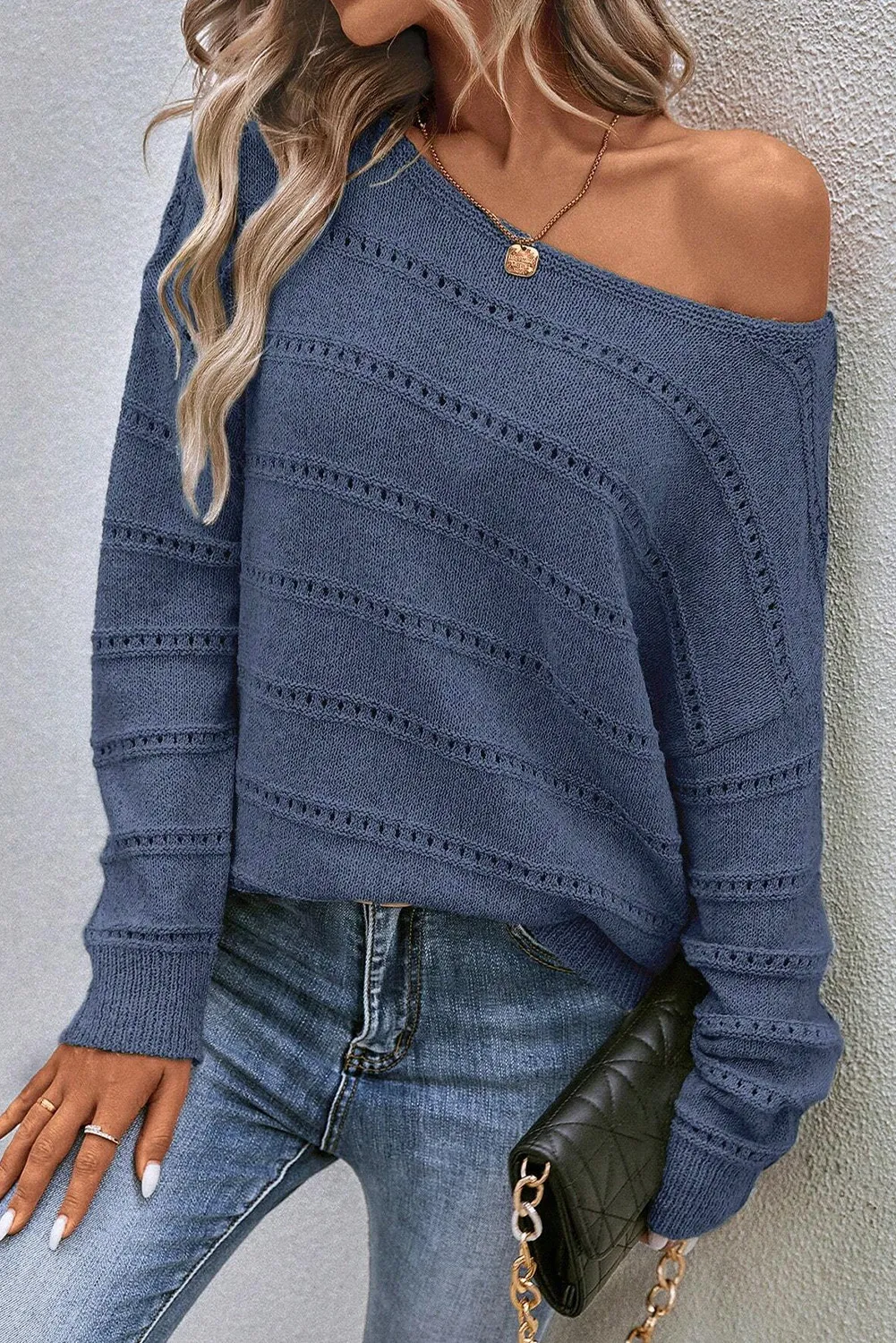 Boat Neck Dropped Shoulder Sweater, image 6