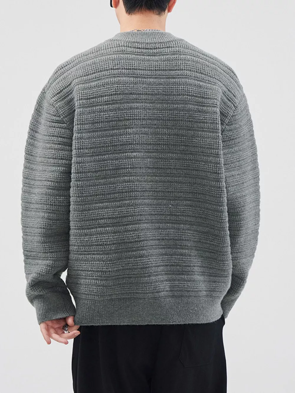 Men's Plus Size Button Detail Long Sleeve Sweater, image 8