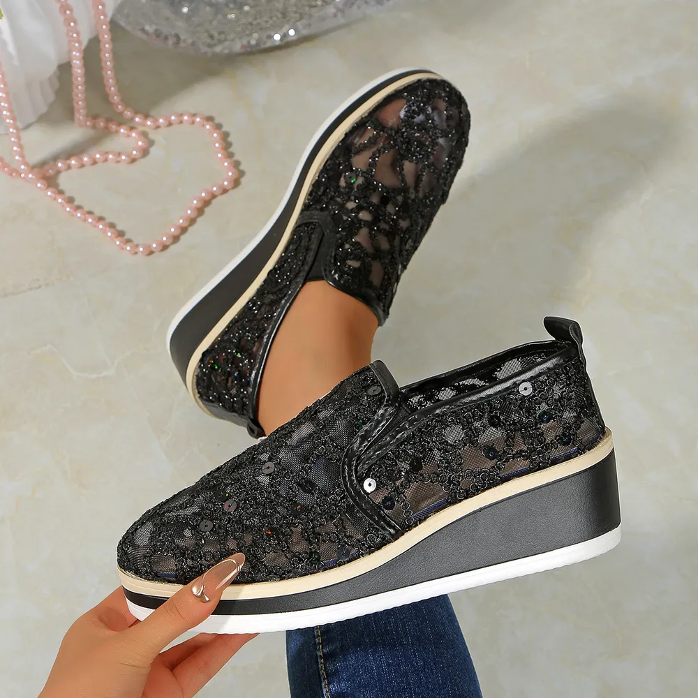 Mesh Platform Wedge Slip-Ons, image 2