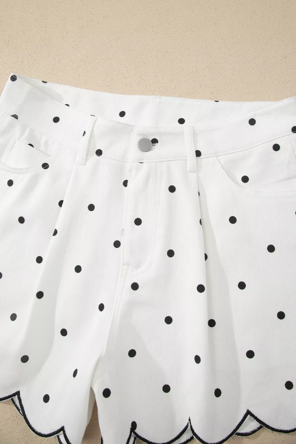 Polka Dot Scalloped Hem Shorts, image 11
