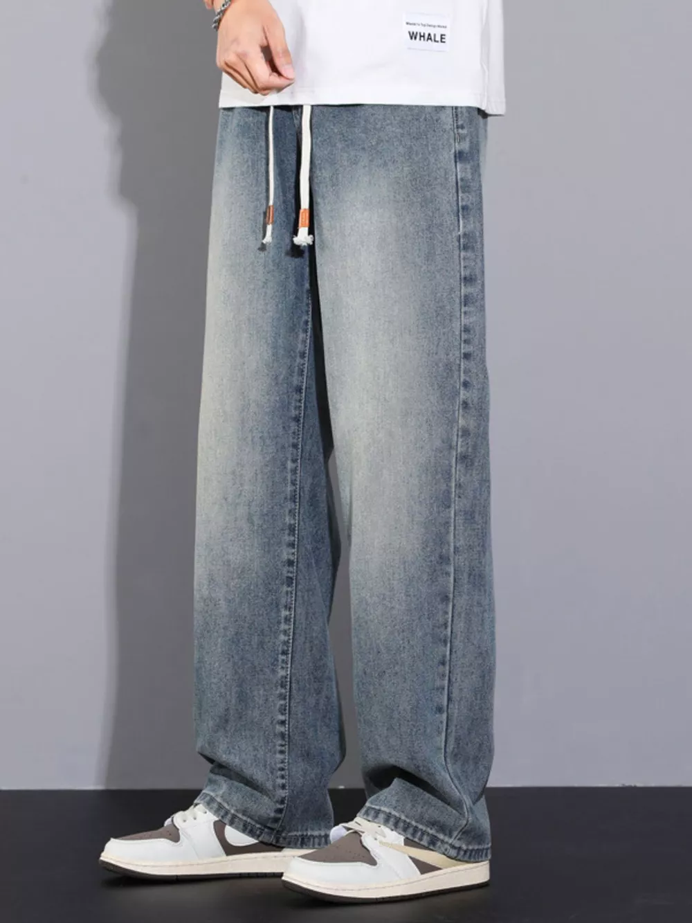 Men's Plus Size Pocketed Wide Leg Jeans, image 4