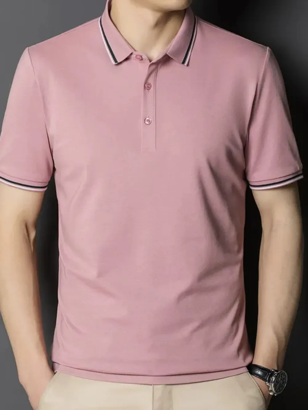 Men's Plus Size Button Detail Short Sleeve Polo, image 4