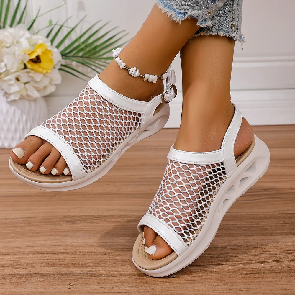 Woven Mesh Comfort Platform Sandals, image 6