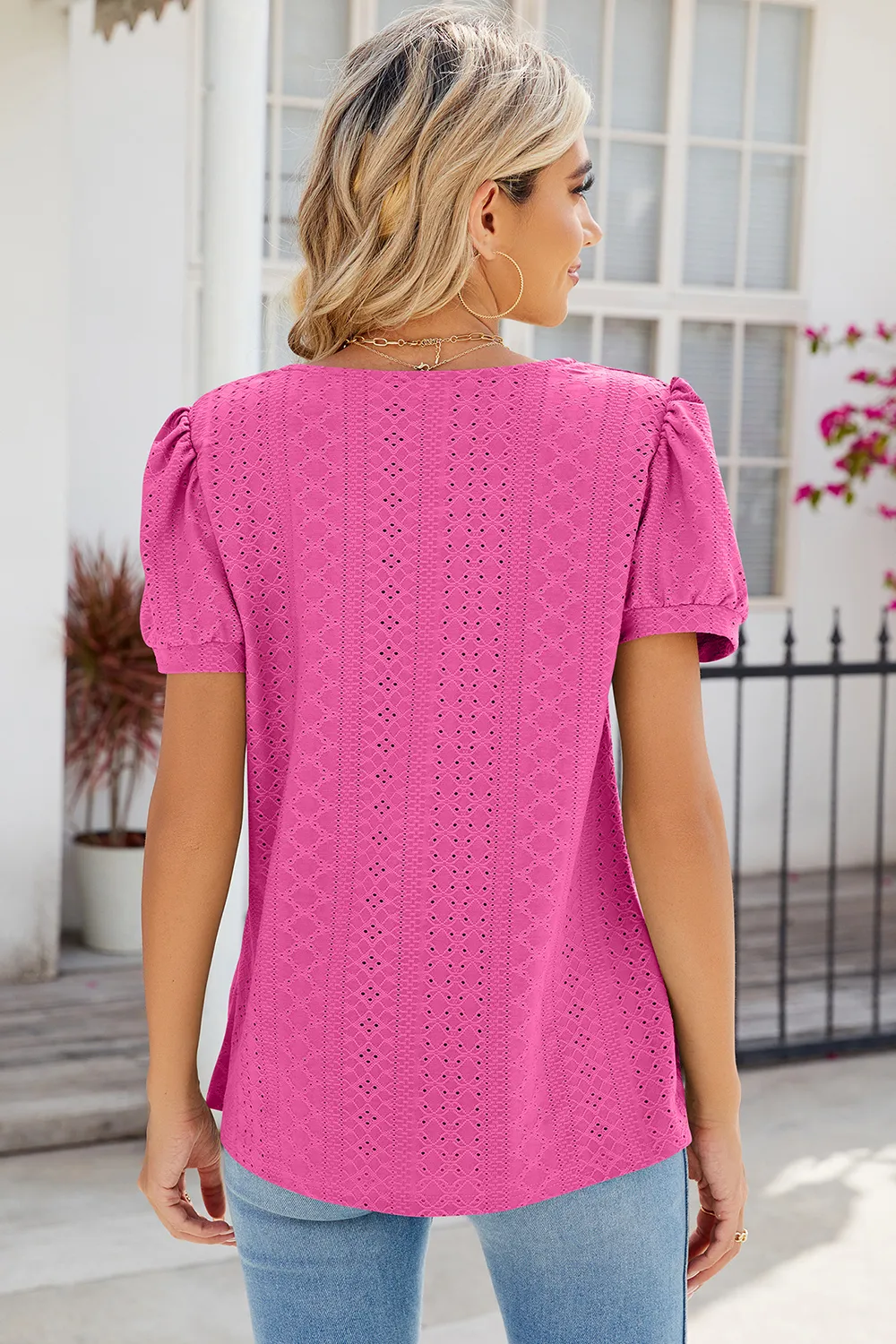 Eyelet Puff Sleeve T-Shirt, image 9