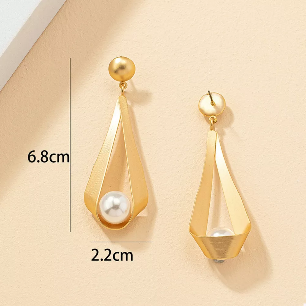 18K Gold-Plated Pearl Drop Earrings, image 4