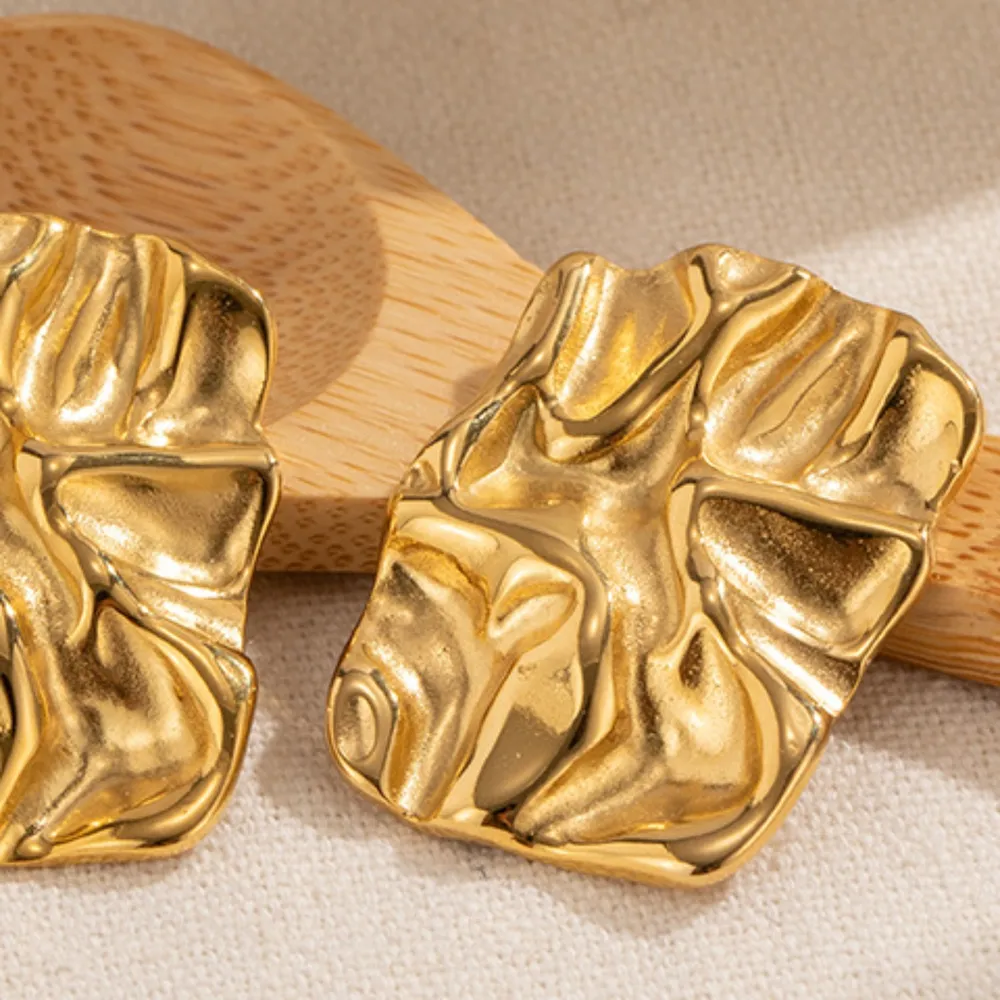 Geometric Stainless Steel Gold-Plated Earrings, image 3