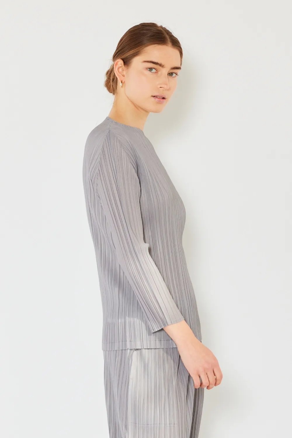 Pleated Long Sleeve Boatneck Top, image 4