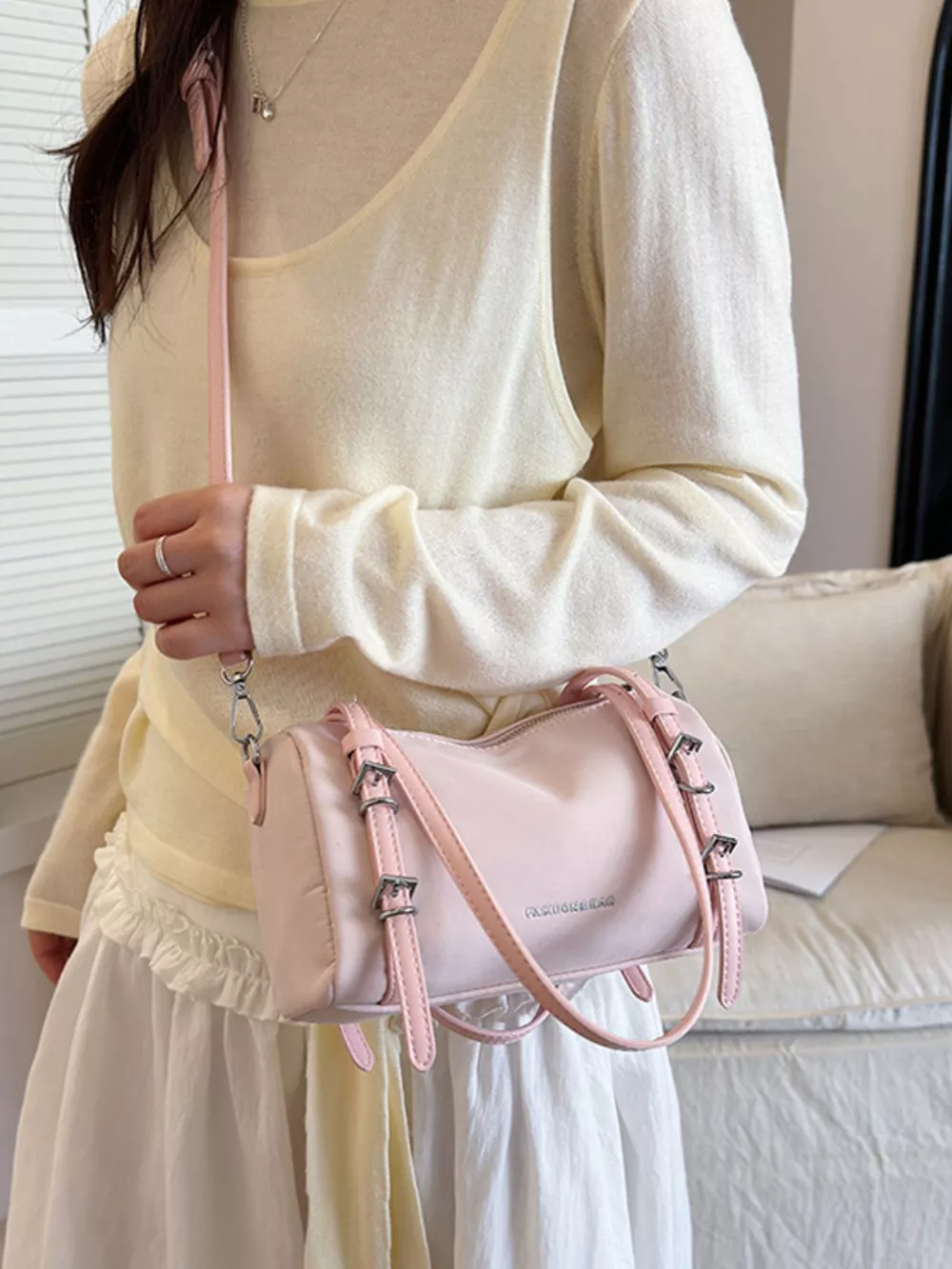 Buckle Detail Shoulder Bag, image 3