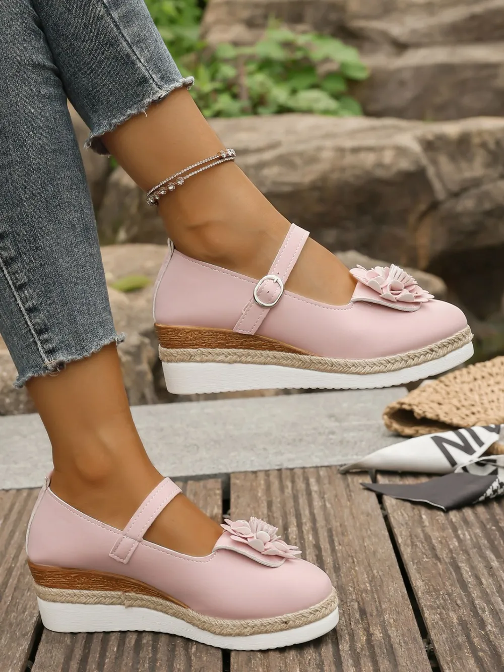 Flower Embellished Mary Jane Loafers, image 7