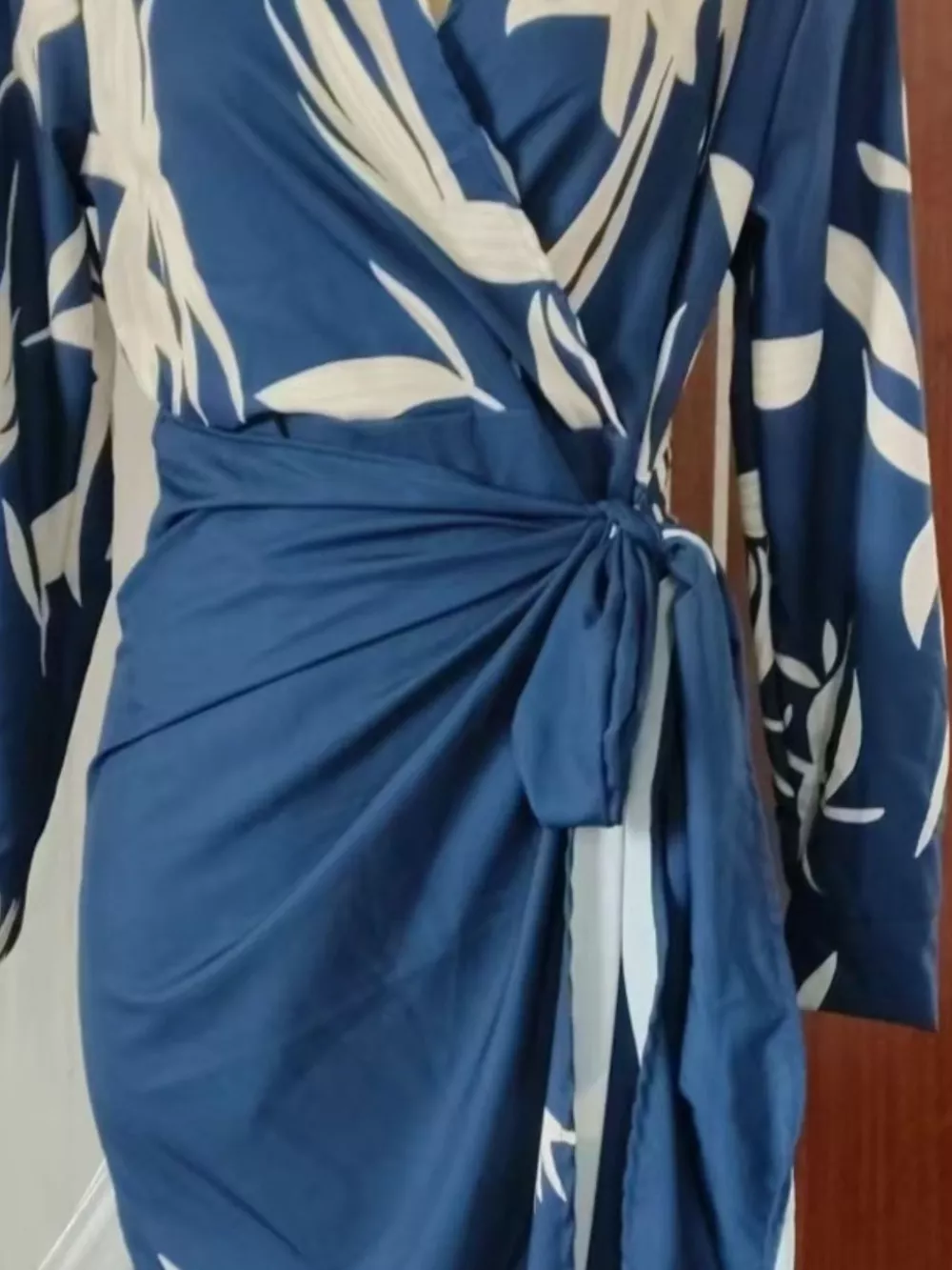 Full Size Printed Tied Wrap Midi Dress Plus Size, image 2