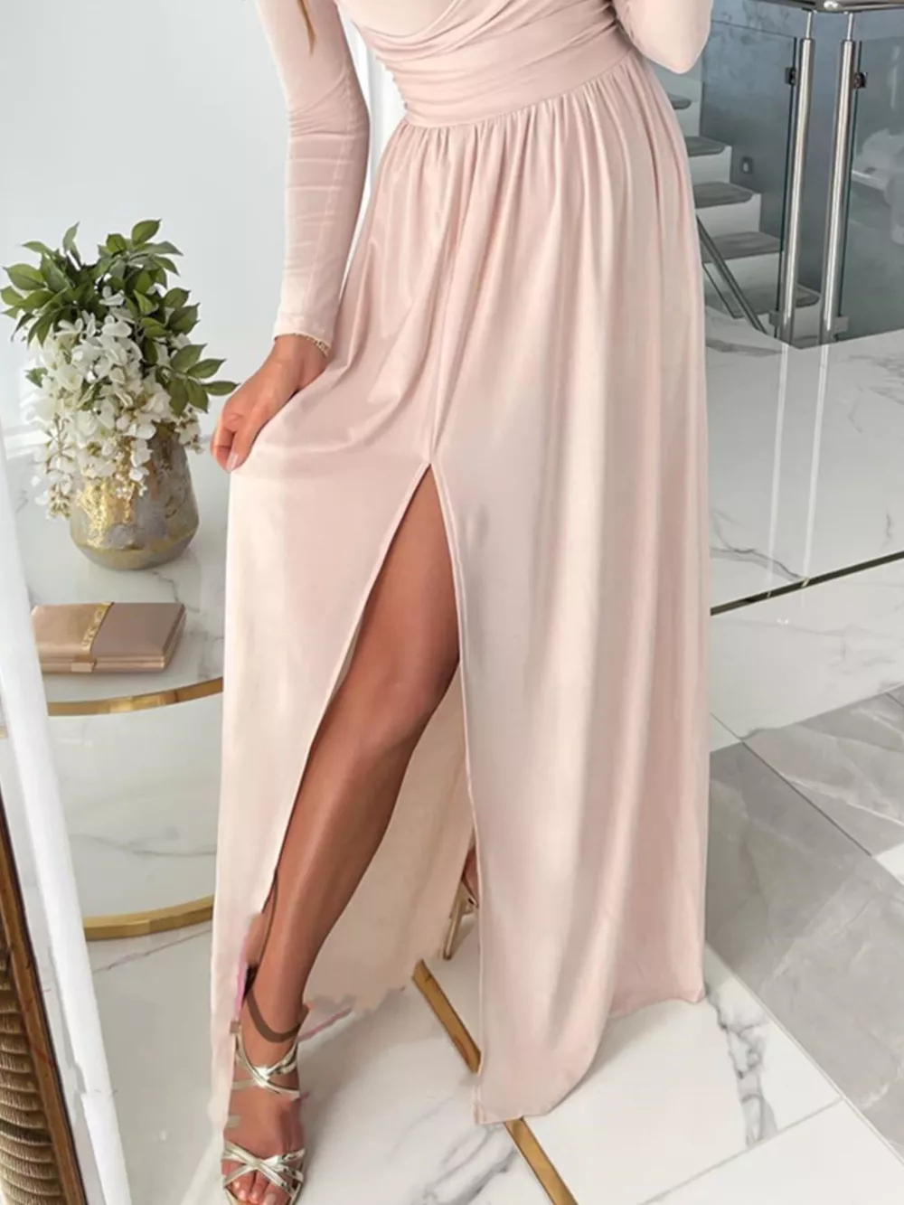 Slit Surplice Cold Shoulder Maxi Dress, image 9