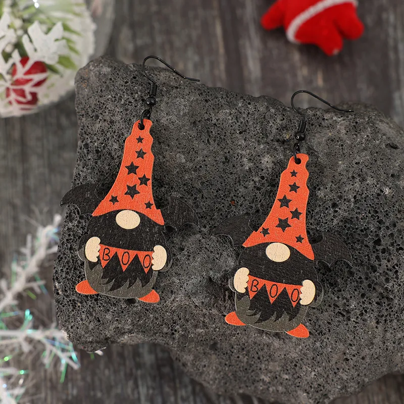 Wooden Point Hat Gnome Shape Earrings, image 4