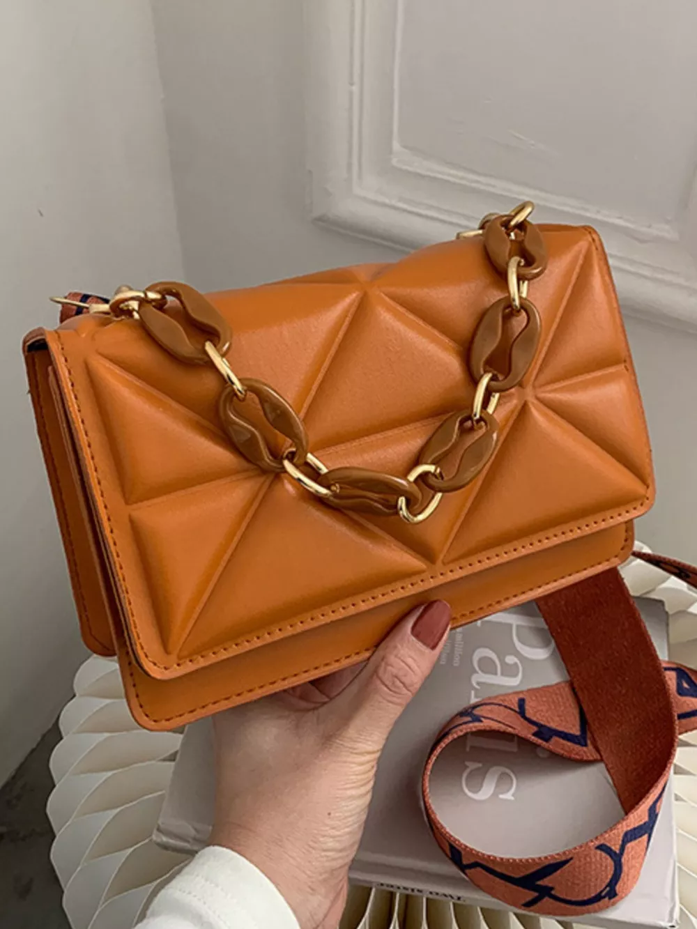 Quilted Adjustable Strap Crossbody Bag, image 20