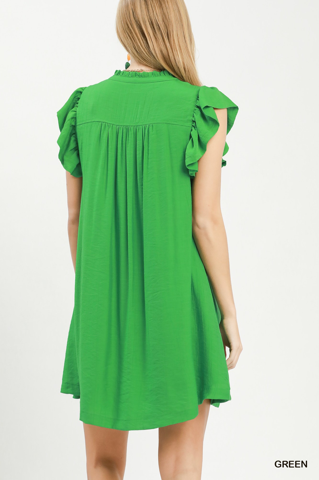 Ruffle Sleeve Henley Shift Dress, image 3