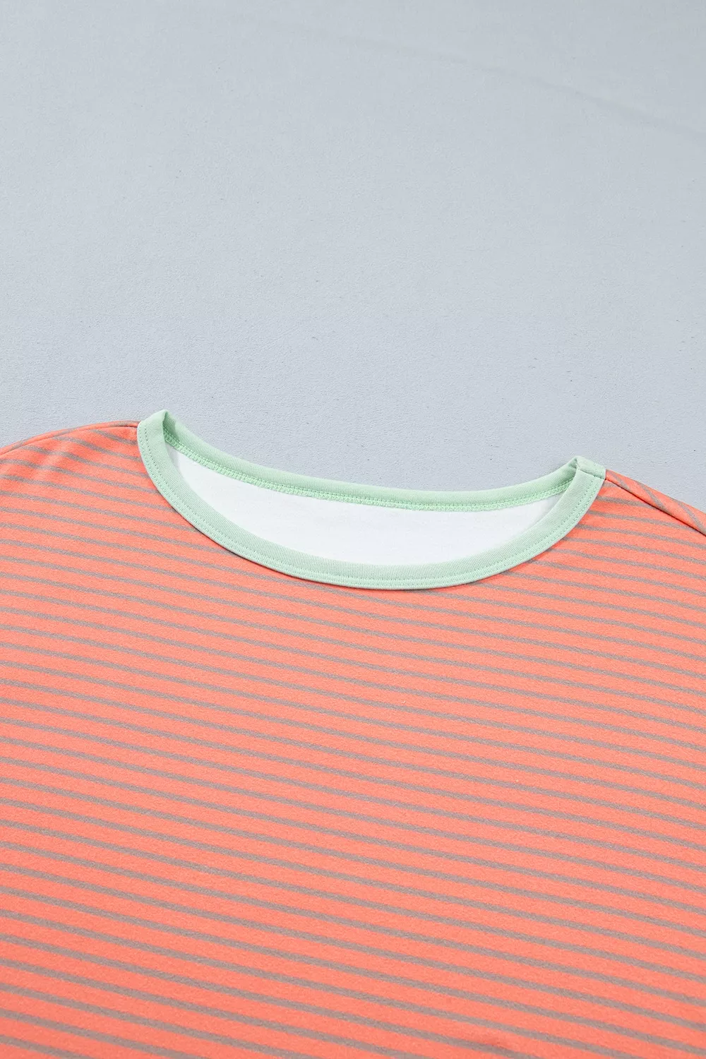 Stripe Colorblock Detail Raw Seam Long Sleeve Tunic Top, image 7