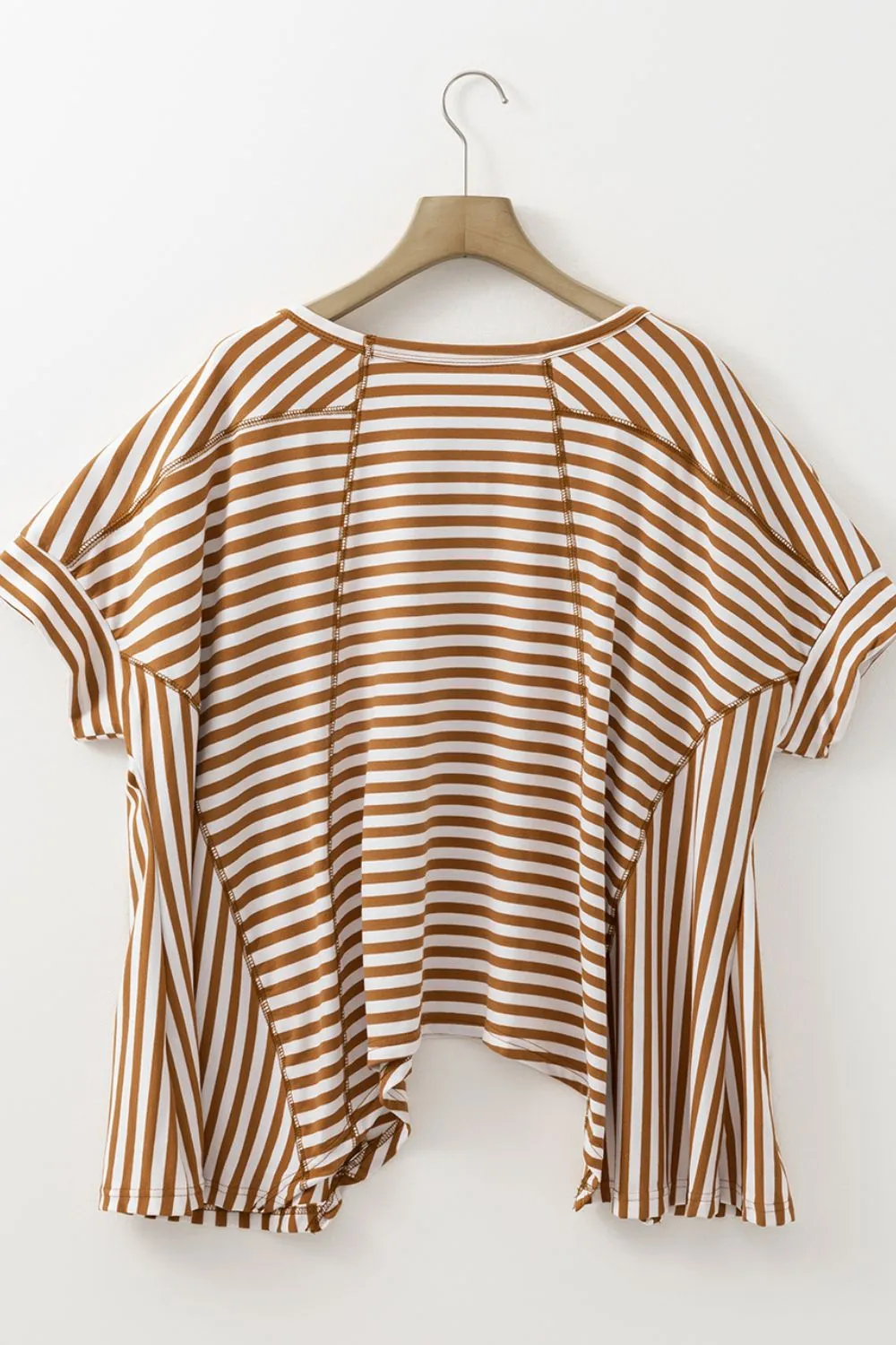Stripe Batwing Sleeve Round Neck Oversized Top, image 12