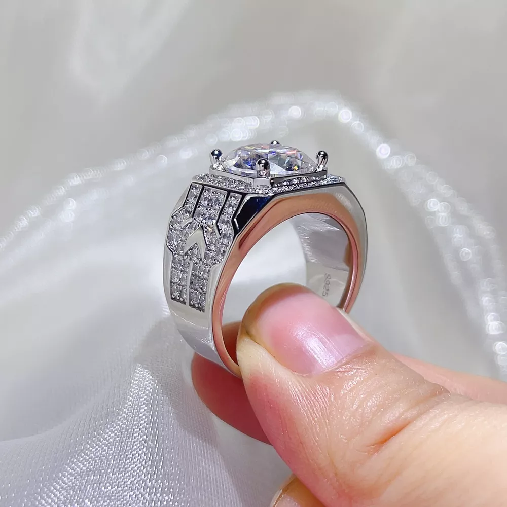 5 Carat 925 Sterling Silver Moissanite Ring, image 2