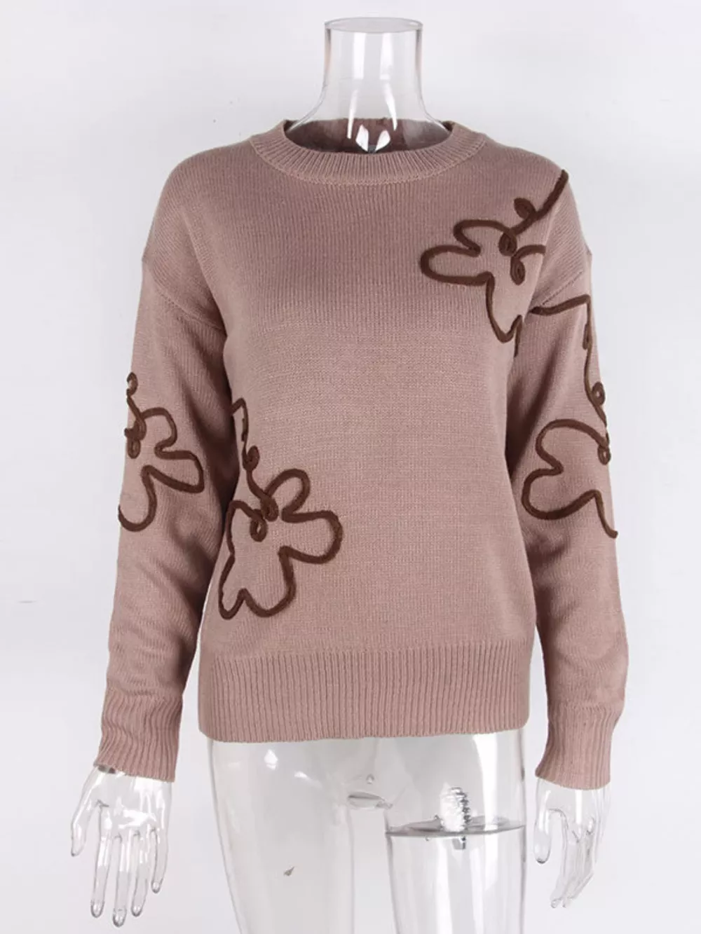 Flower Dropped Shoulder Sweater, image 3