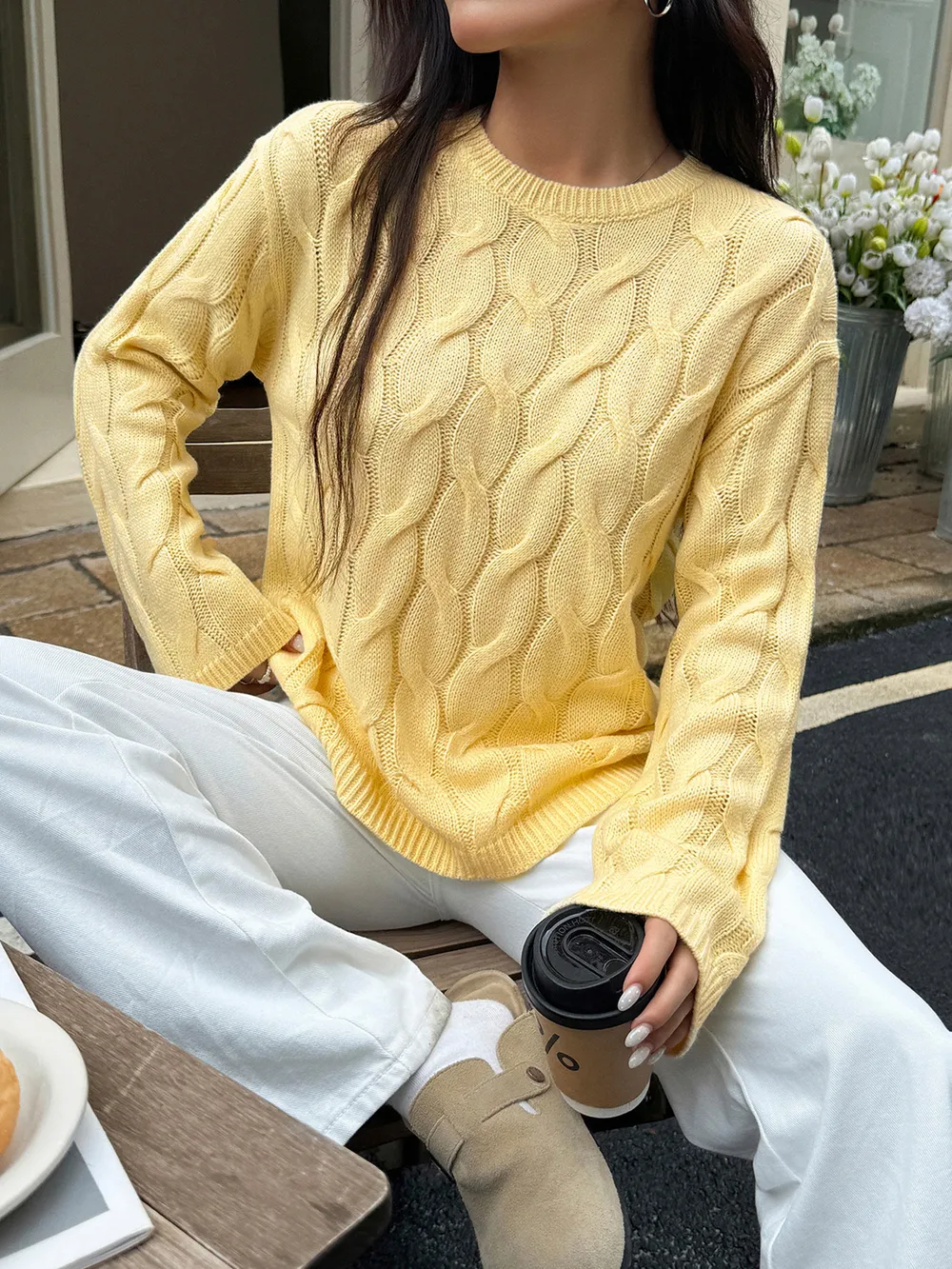 Cable Knit Long Sleeve Sweater, image 13