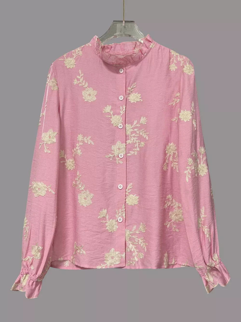 Floral Embroidered Button Down Shirt, image 8