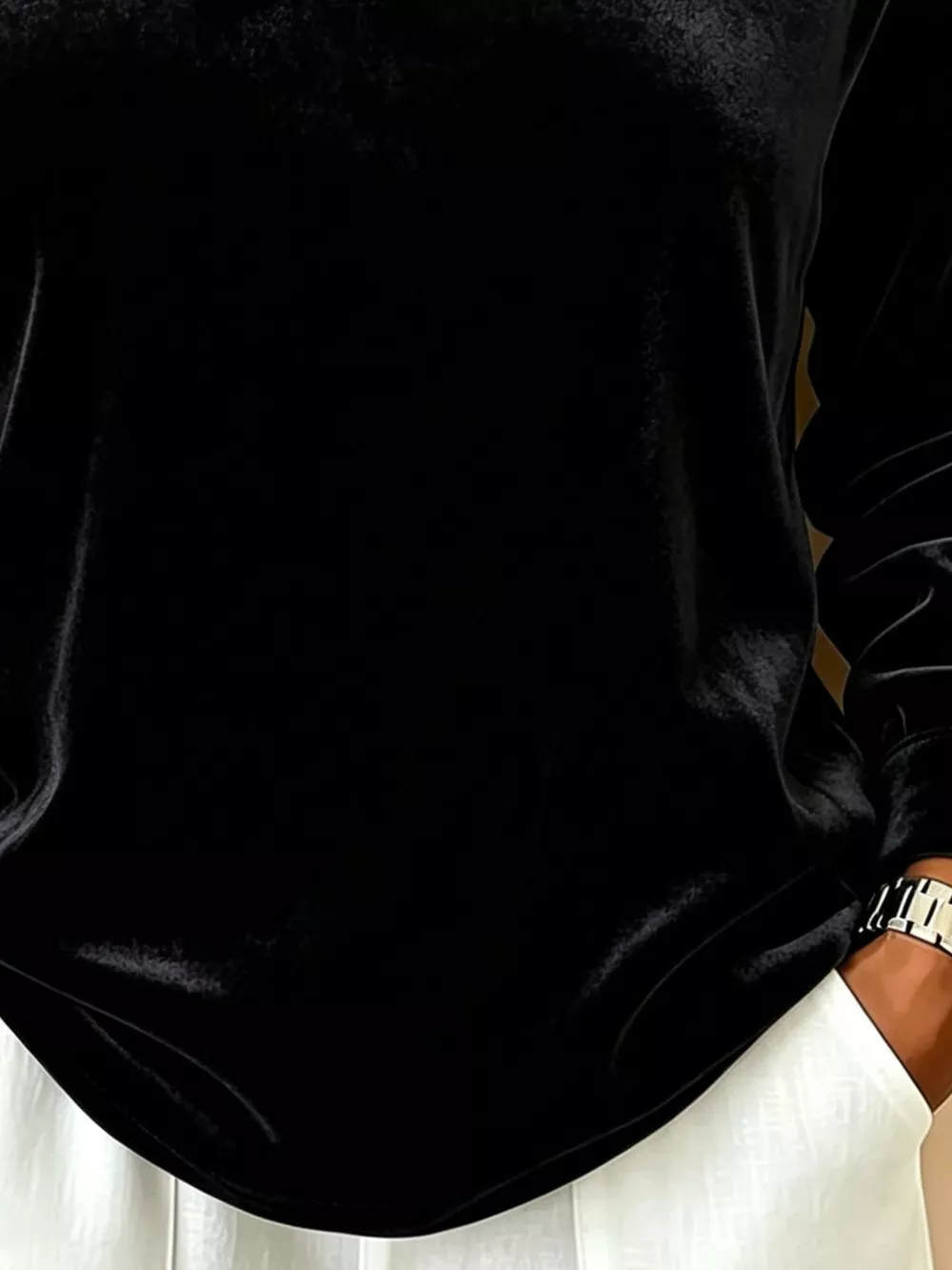 Full Size Velvet One-Shoulder Top with Buckle Detail Plus Size, image 12
