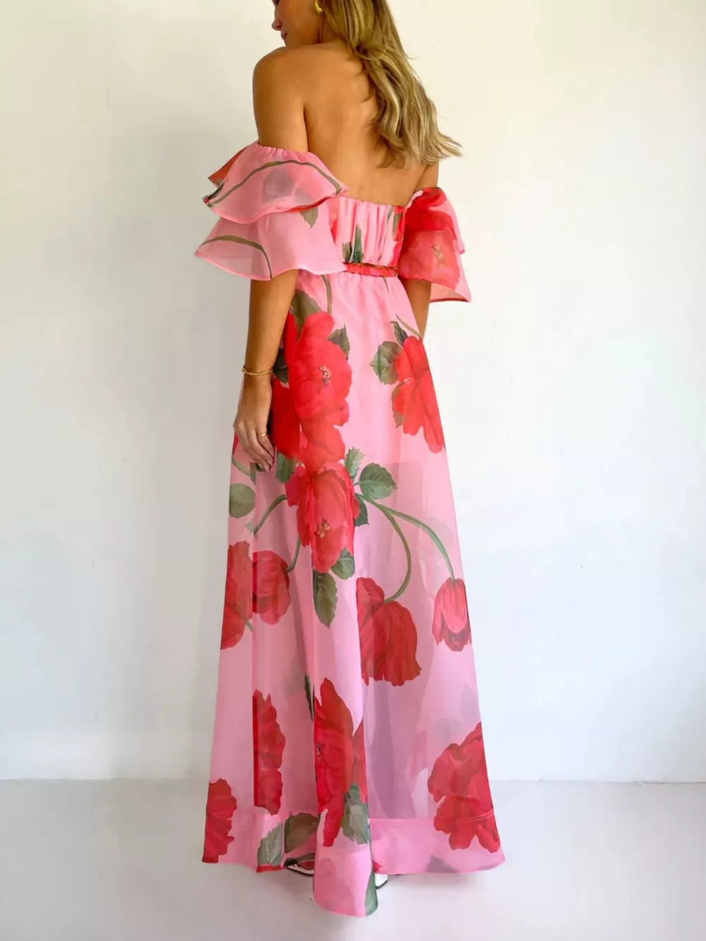 Polka Dot Ruffle Crop Top and Maxi Skirt Set, image 7