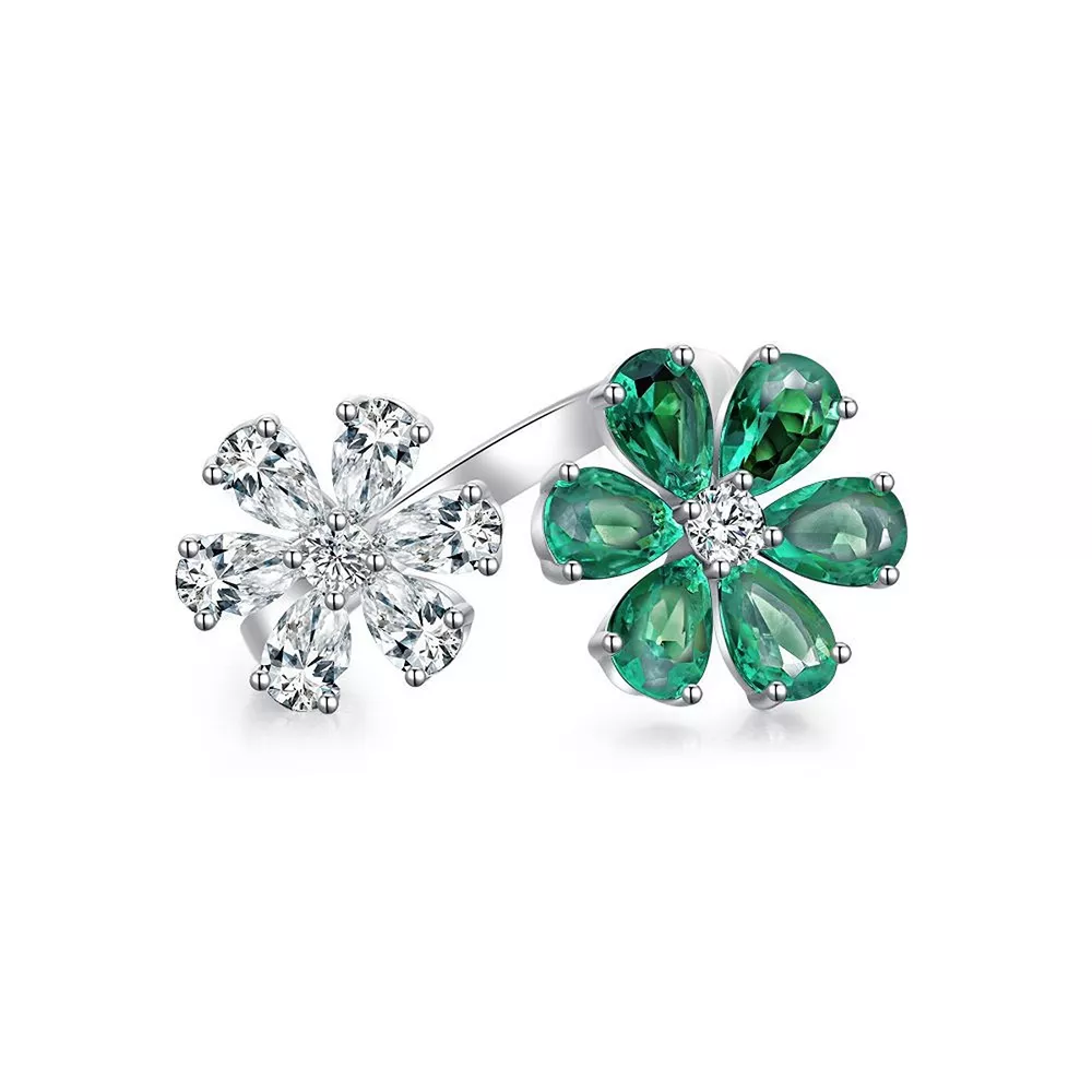 925 Sterling Silver Zircon Flower Ring, image 10
