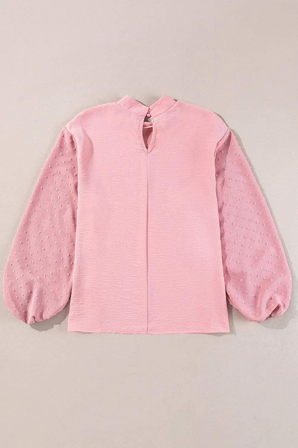 Swiss Dot Mock Neck Balloon Sleeve Blouse, image 3