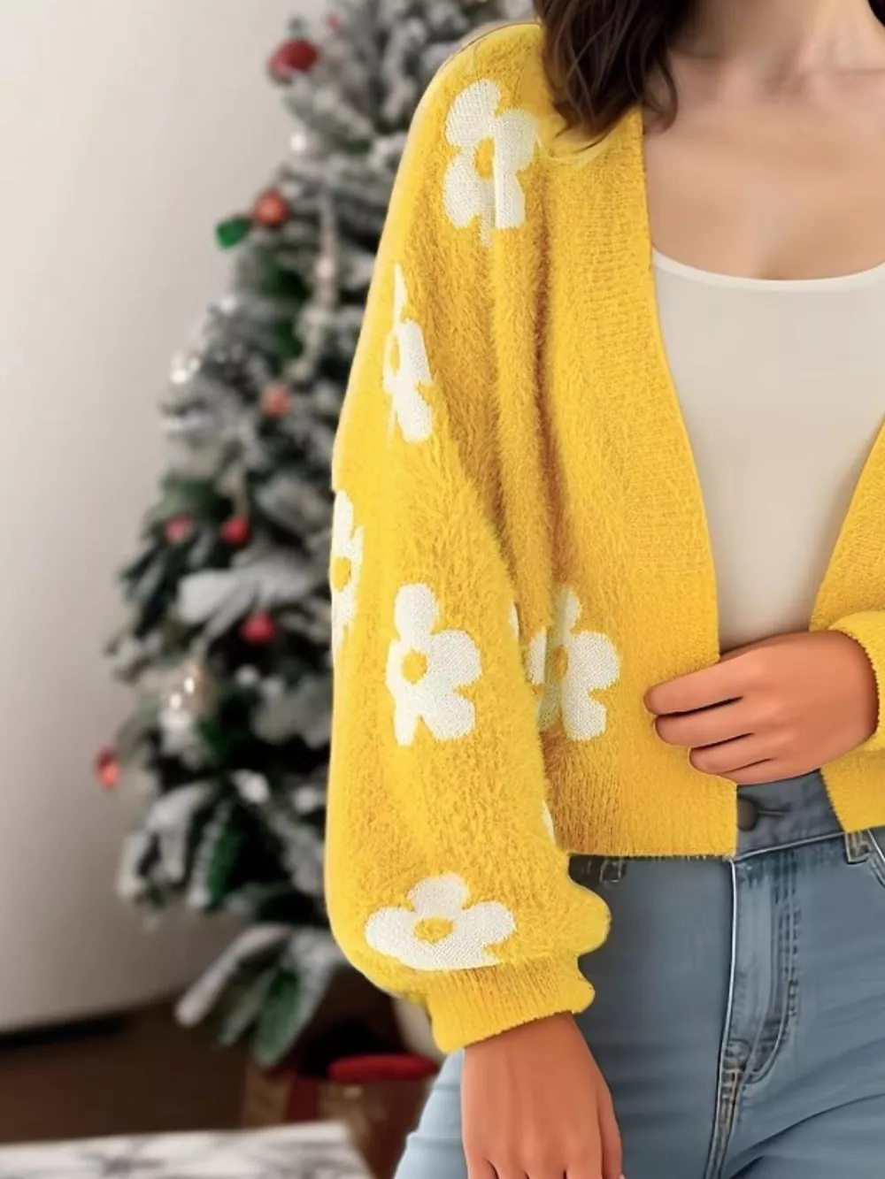 Floral Open Front Cardigan, image 3